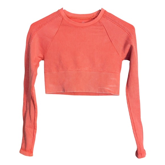 aerie Tops - OFFLINE By‎ Aerie Ribbed Long Sleeve Crop Top XS Coral Athletic Activewear